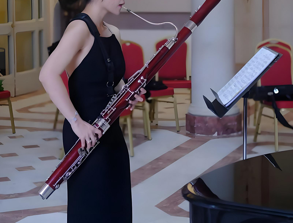 Proper bassoon holding technique - front and side view demonstration