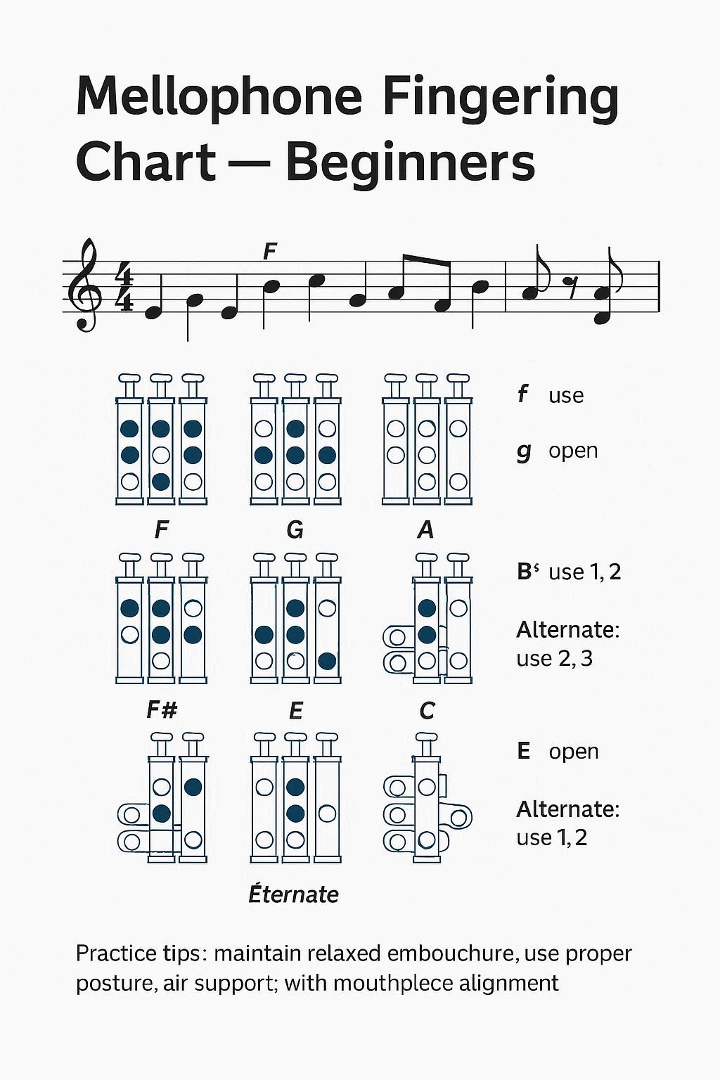 Marching Baritone Fingering Chart Image